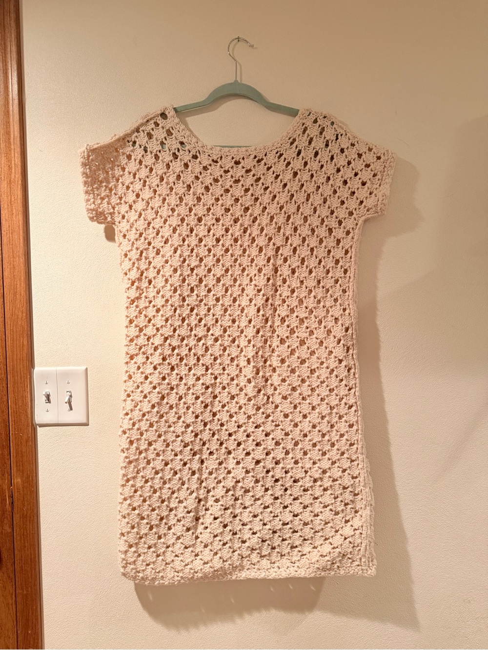Handmade Crochet Tunic Dress in Cream
